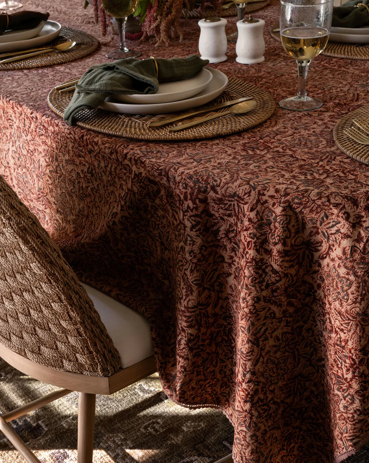 Anarkali Block Print Floral Tablecloth|Filling Spaces Outlet