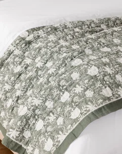 Audrey Sage Block Print Quilt|Renuka Inc. New