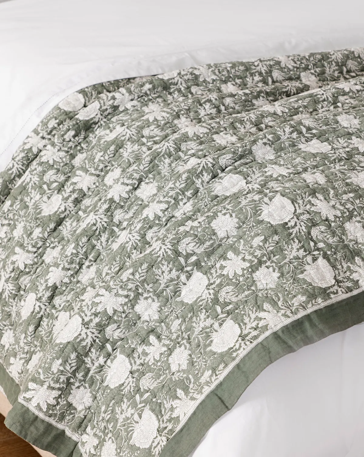 Audrey Sage Block Print Quilt|Renuka Inc. New