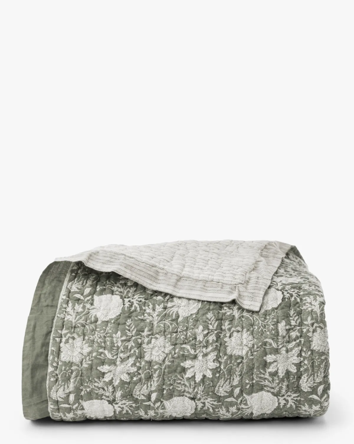 Audrey Sage Block Print Quilt|Renuka Inc. New