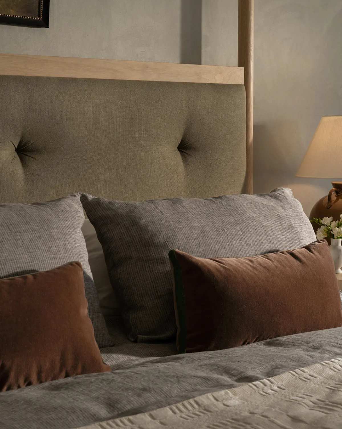 Brown Mohair Pillow with Velvet Stripe|Art Headquarters, LLC DBA Wendover Art Group DBA Kevin O'Brien Studio Best