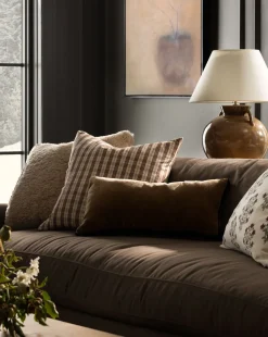 Brown Mohair Pillow with Velvet Stripe|Art Headquarters, LLC DBA Wendover Art Group DBA Kevin O'Brien Studio Best