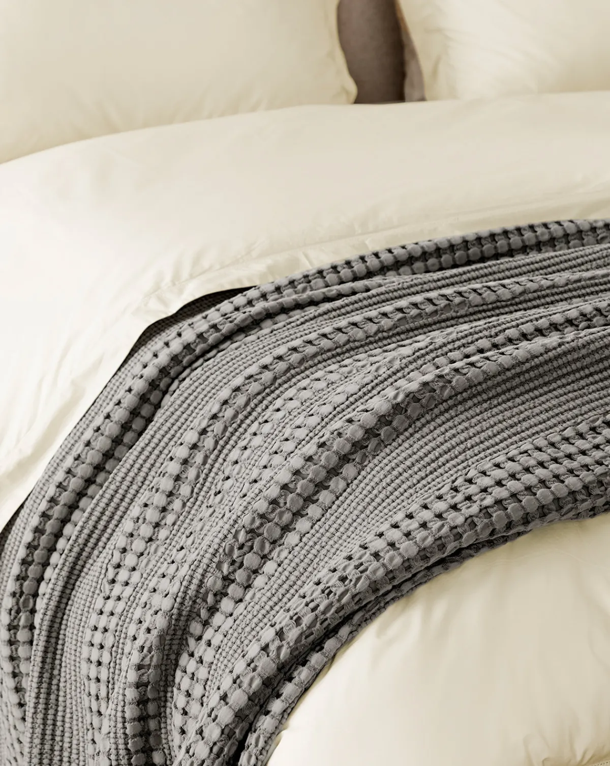 Carnel Gray Waffle Blanket|Penedo Hot