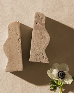 Catriona Travertine Bookends (Set of 2)|Creative Co-op Clearance