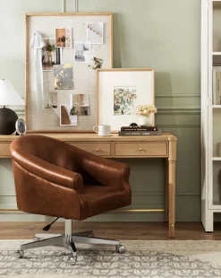 Clemence Leather Desk Chair|Makerspalm Best