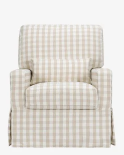 Crawford Pillowback Comfort Swivel Glider in Gingham|Million Dollar Baby Discount