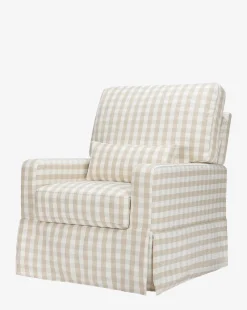 Crawford Pillowback Comfort Swivel Glider in Gingham|Million Dollar Baby Discount
