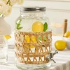 Glass Beverage Dispenser with Woven Sleeve|Creative Co-op Clearance