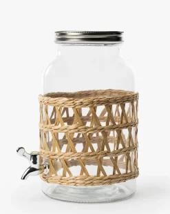 Glass Beverage Dispenser with Woven Sleeve|Creative Co-op Clearance
