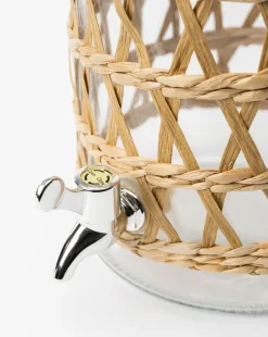 Glass Beverage Dispenser with Woven Sleeve|Creative Co-op Clearance
