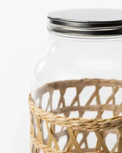 Glass Beverage Dispenser with Woven Sleeve|Creative Co-op Clearance