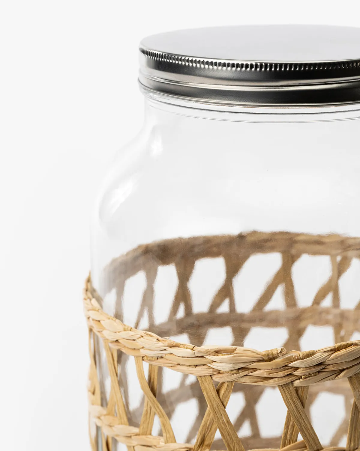 Glass Beverage Dispenser with Woven Sleeve|Creative Co-op Clearance