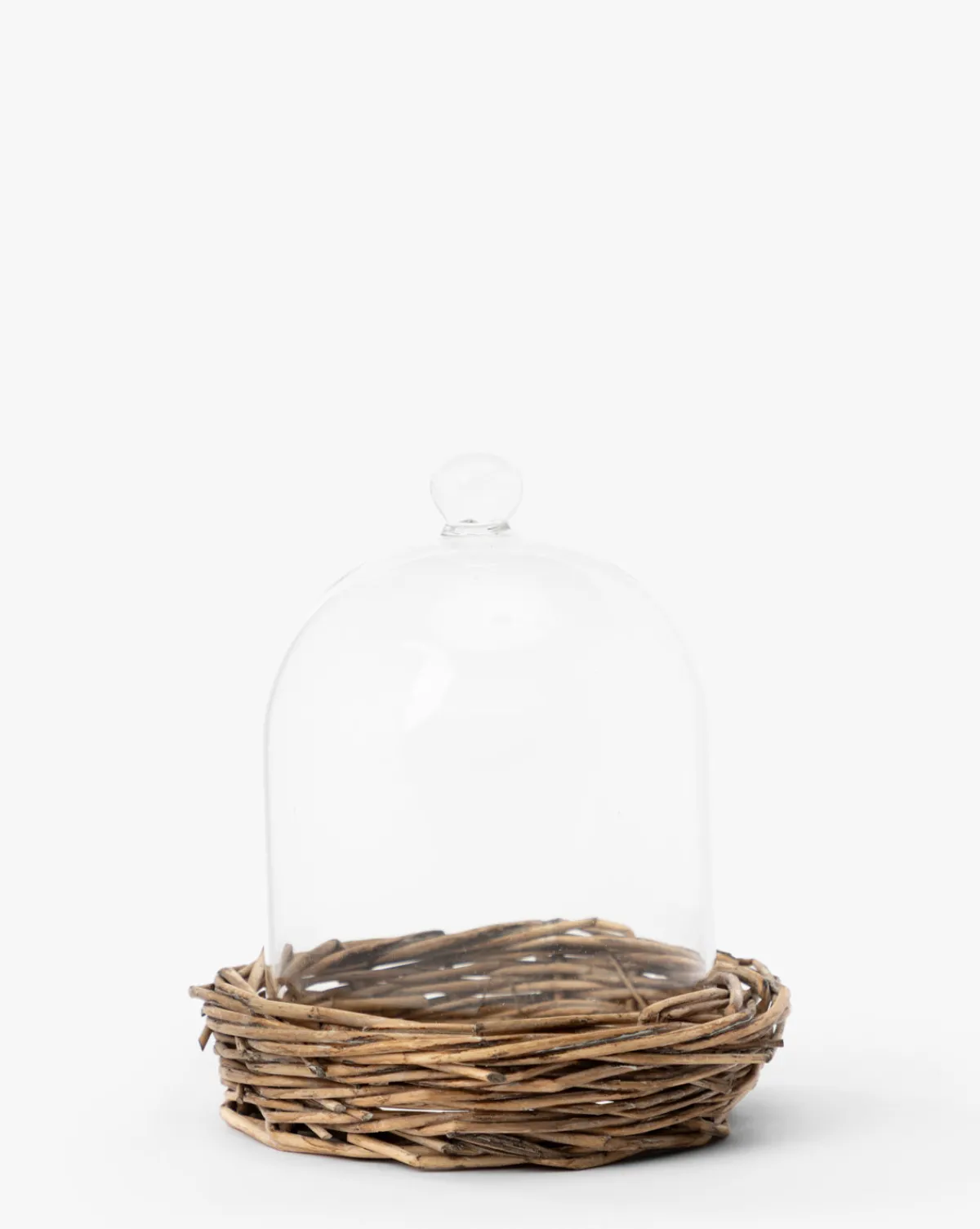 Glass Cloche with Woven Base|Creative Co-op Outlet