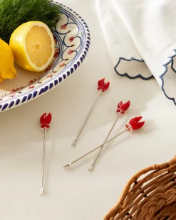 Glass Lobster Claw Picks (Set of 4)|Creative Co-op New