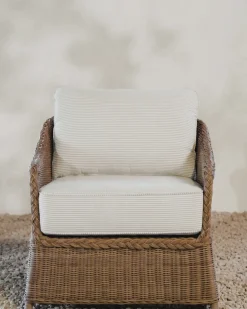 Haviland Outdoor Lounge Chair with Perennials Taupe Stripe|Makerspalm