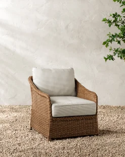 Haviland Outdoor Lounge Chair with Perennials Taupe Stripe|Makerspalm