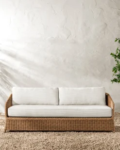 Haviland Outdoor Sofa with Perennials Taupe Stripe 88"|Makerspalm Clearance