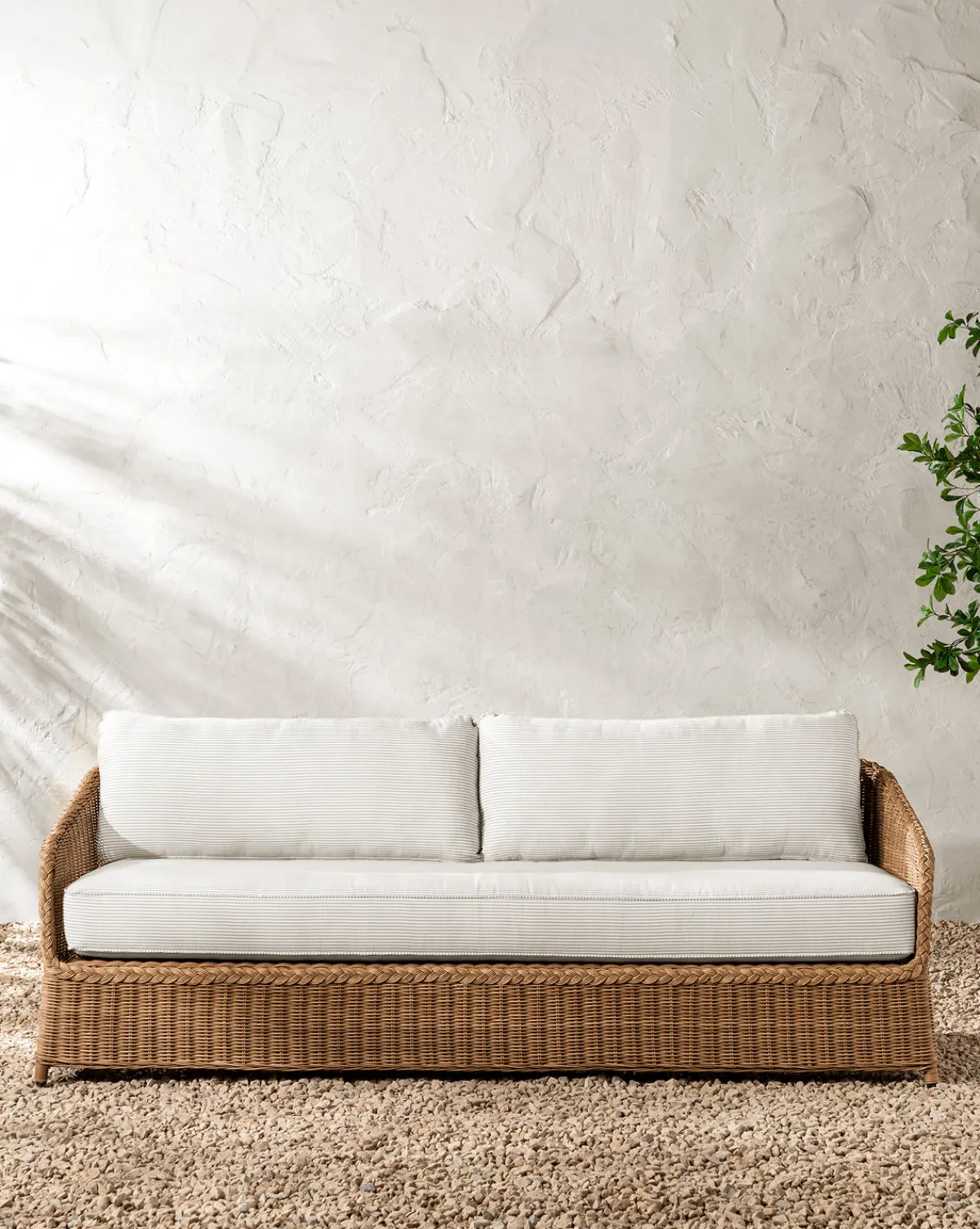 Haviland Outdoor Sofa with Perennials Taupe Stripe 88"|Makerspalm Clearance