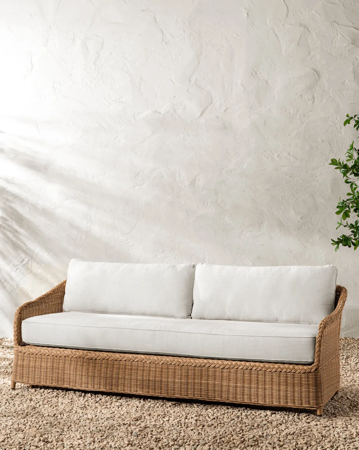 Haviland Outdoor Sofa with Perennials Taupe Stripe 88"|Makerspalm Clearance