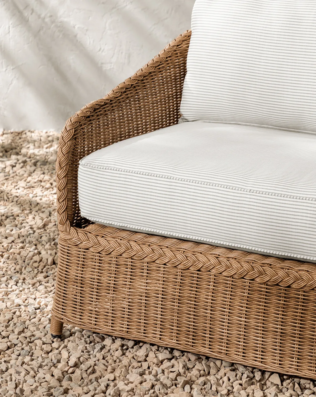 Haviland Outdoor Sofa with Perennials Taupe Stripe 88"|Makerspalm Clearance