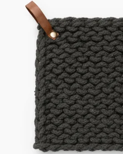 Leather Handled Crochet Pot Holder (Set of 3)|Creative Co-op Best