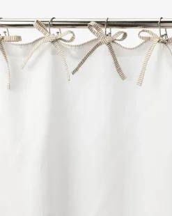 Lillian Shower Curtain with Striped Ties|Renuka Inc. Clearance