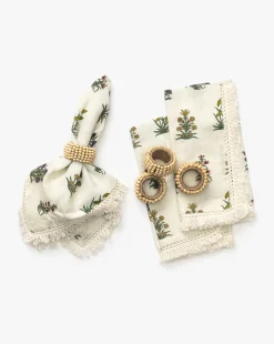 Mango Wood Bead Napkin Rings (Set of 4)|Creative Co-op Sale