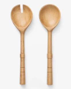 Notched Oak Wood Salad Servers|Anuraj Exports Best