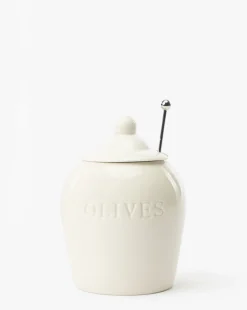 Olive Stoneware Jar|Creative Co-op Clearance
