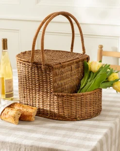Rattan Wicker Picnic Basket|Creative Co-op Discount