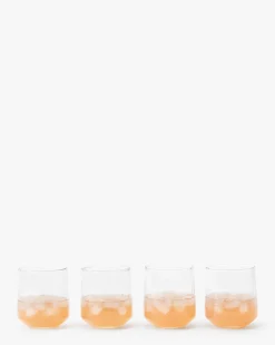 Ribbed Short Drinking Glasses (Set of 4)|Transparent Overseas Best