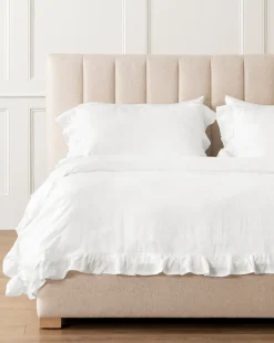 Ruffle White Linen Duvet Cover|Makerspalm Sale