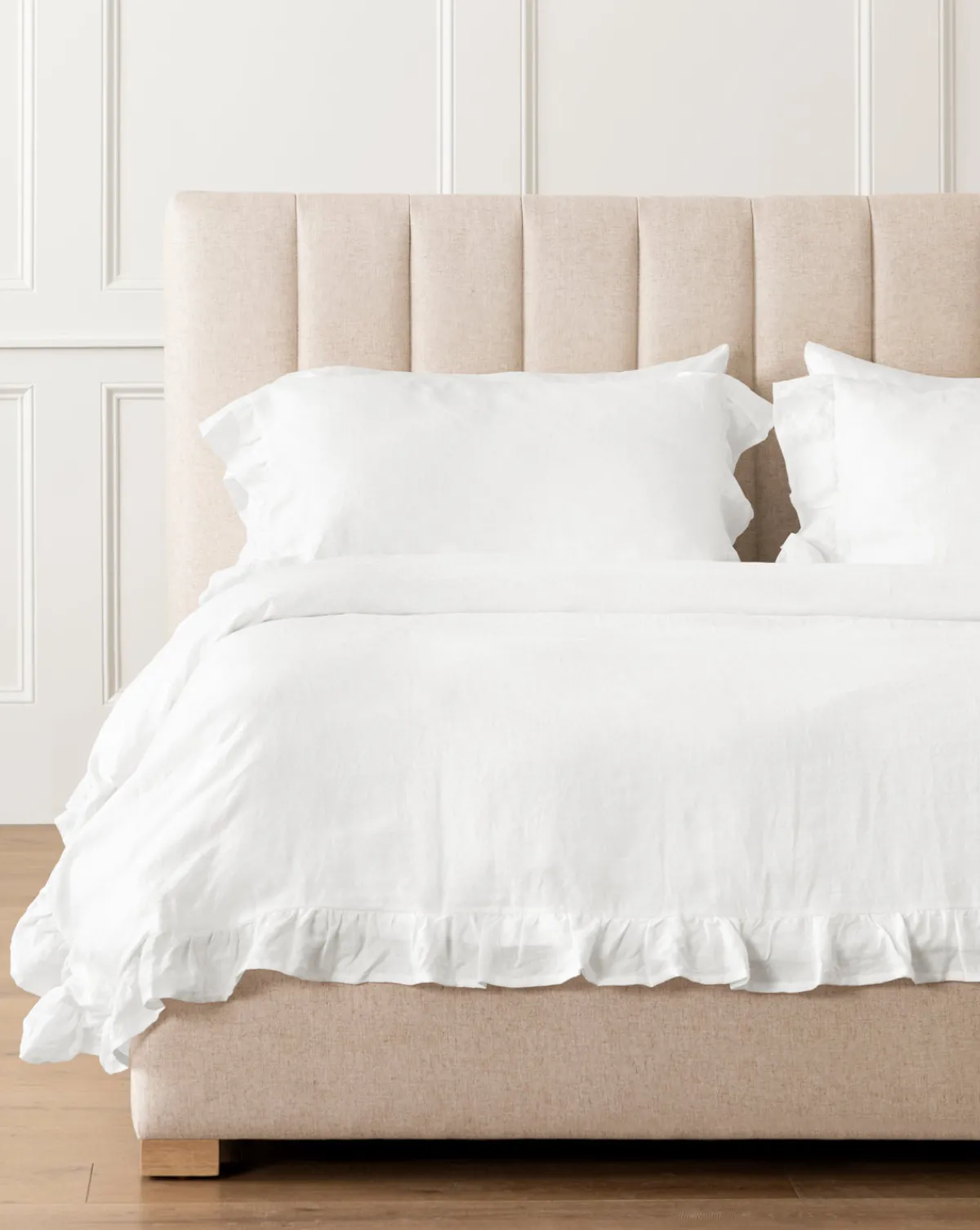 Ruffle White Linen Duvet Cover|Makerspalm Sale