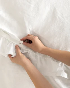 Ruffle White Linen Duvet Cover|Makerspalm Sale