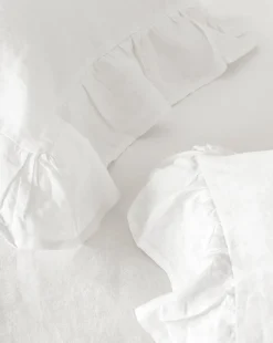 Ruffle White Linen Shams (Set of 2)|Makerspalm Best