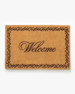 Welcome Doormat with Leaf Border|Palm Fiber New
