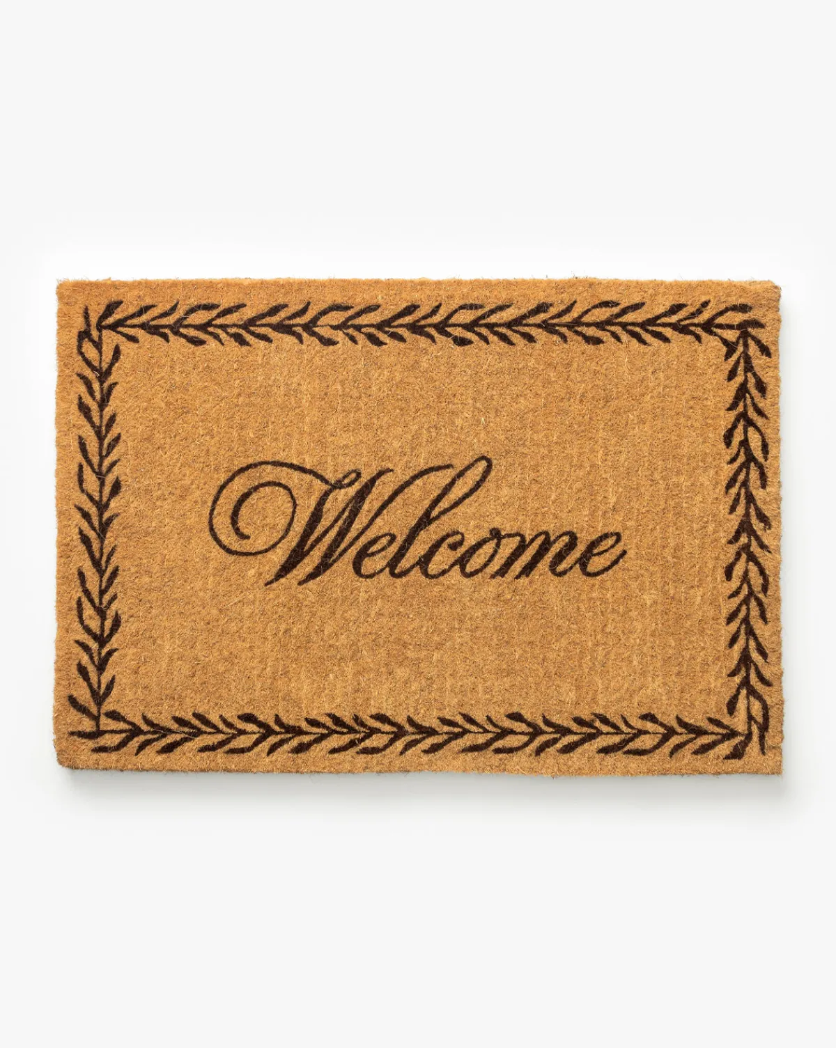 Welcome Doormat with Leaf Border|Palm Fiber New