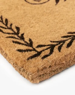 Welcome Doormat with Leaf Border|Palm Fiber New