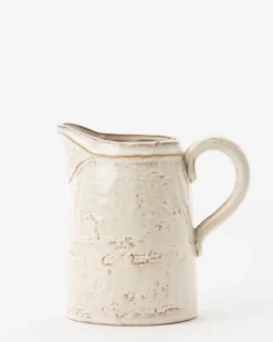 White Stoneware Pitcher|Creative Co-op Sale